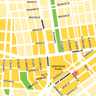 map to Ming Dynasty, Chinatown, NYC