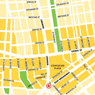 map to Goodies, Chinatown, NYC