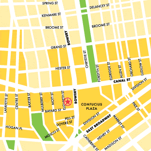 map to Oriental Garden, Chinatown, NYC