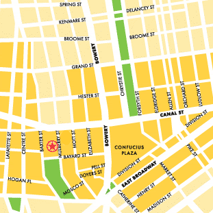 map to Chanoodle, Chinatown, NYC