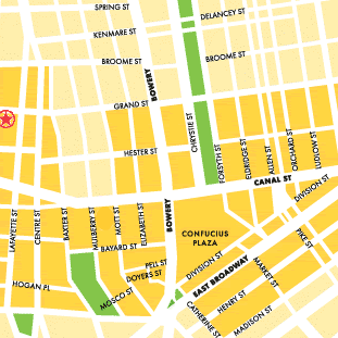 map to Thai Angel, Chinatown, NYC