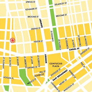 map to Dragon Palace, Chinatown, NYC